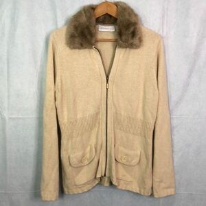 FIRST ISSUE A Liz Claiborne Cream Ramie/Angora Hair Sweater Size XL
